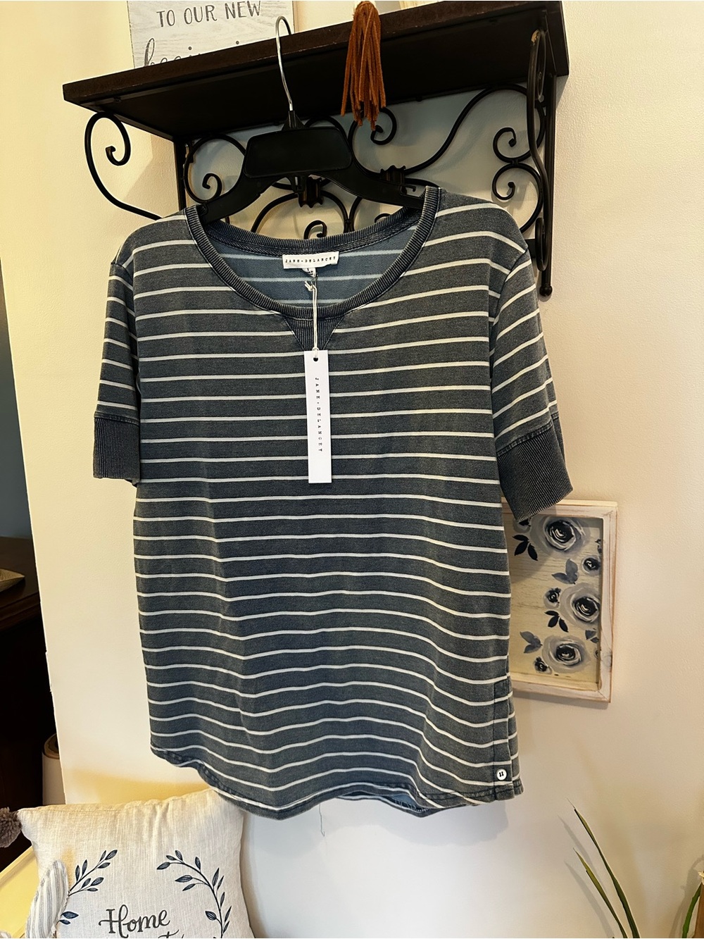 Jane and Delancey Striped Short-Sleeve top NWT